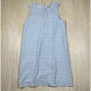 LOFT Blue Eyelet Patterned Cottagecore Boho Sleeveless Sundress Tank Dress 10